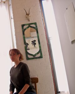 One of the a secret perks of being an artist is gifts from other artists, the mirror, the skull and my chair are treasures